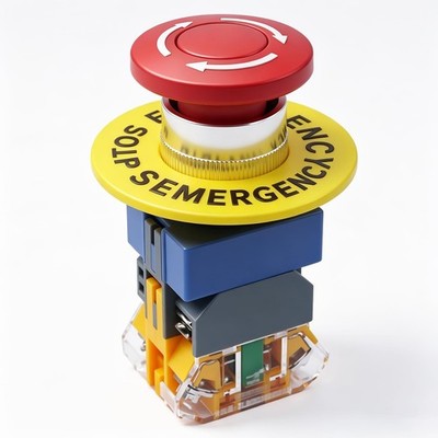 mxuteuk 22mm 110/120V LED Light Red Mushroom Emergency Stop Push Button
