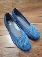 BZees Kallie Mesh Knit Rhinestone Flat Shoes, Blue, Women's Size 10M, New