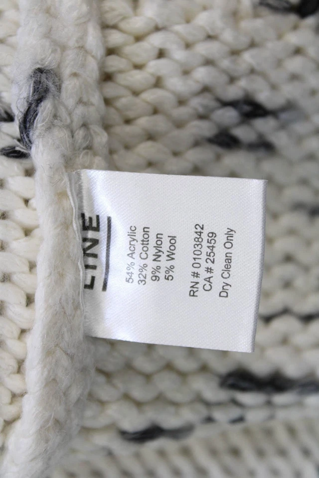 Suéter Top Blanco Line Mujer Estampado Grueso Tejido Mezcla Algodón Cuello Alto Talla XS Foto 4 de 4