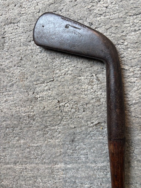 Tom Stewart inspection mark wide sole driving Iron hickory shaft golf club