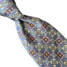 JOS A BANK SIGNATURE COLLECTION BLUE GEOMETRIC 100 SILK NECKTIE