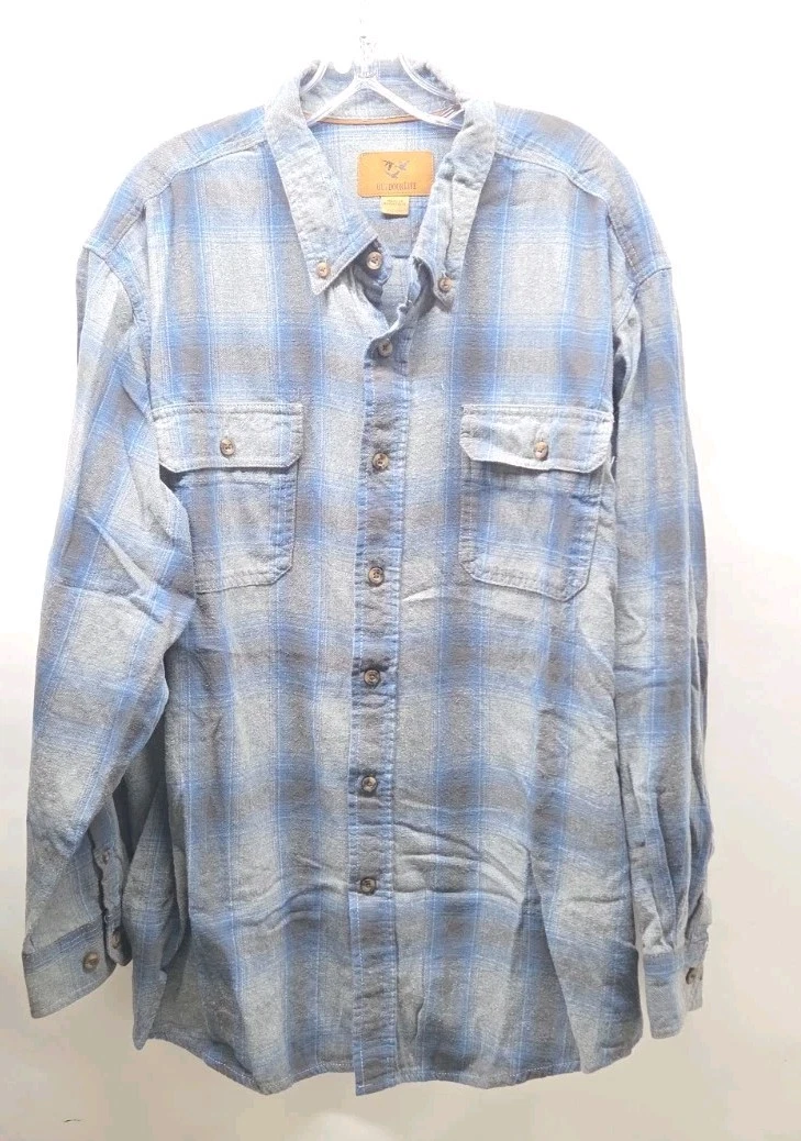 Outdoor Life Blue Plaid Cotton Flannel Long Sleeve Shirt Mens XXL