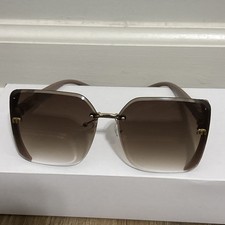Oversized Gradient Square Sunglasses Gold Metal Frame Brown Lens Designer