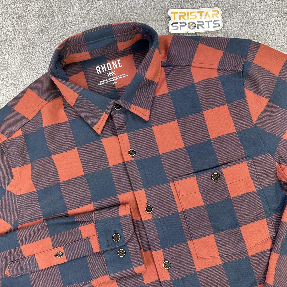 RHONE Hardy Flannel Shirt - Brandy Red Buffalo Check Jacquard