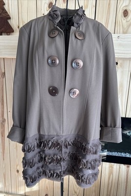 Multiples Women s Sz 1X Taupe-Fit For A Queen Dbl Button Solid Lining Jacket