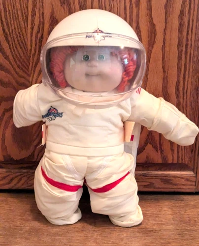 Cabbage Patch Doll Girl Astronaut Red Hair, Green Eyes, Birth Cert,Flag, Poster
