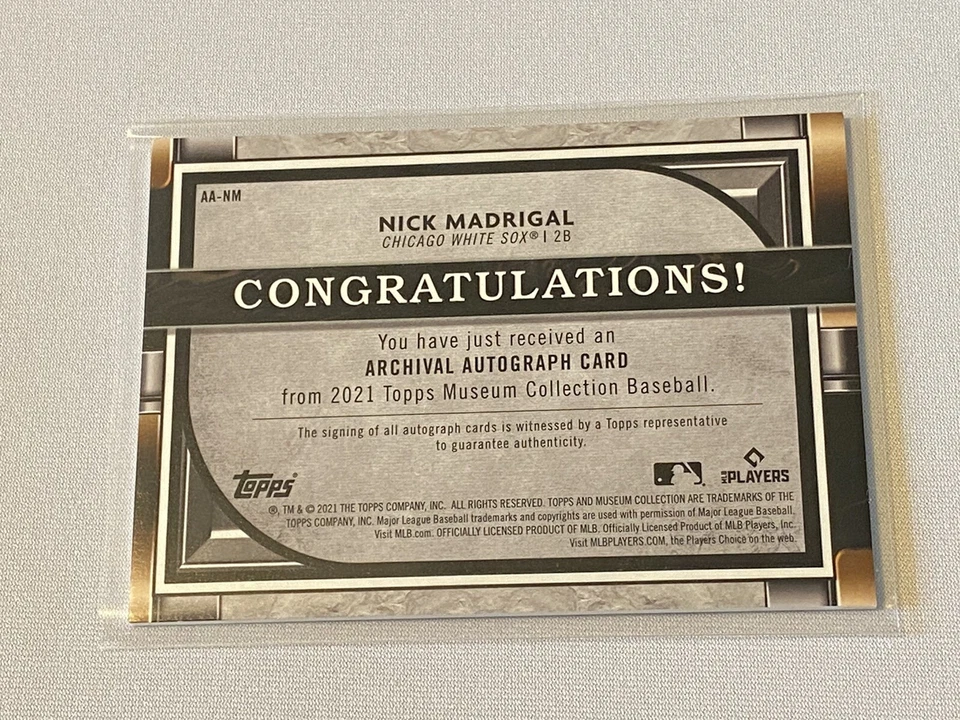 NICK MADRIGAL 2021 Topps Museum RC Archival Auto Chicago White Sox 64/200 - Image 2 of 2