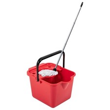 12 Litre Colour Coded Plastic Mop Buckets With Easy Pouring Lip, Mop & Handle
