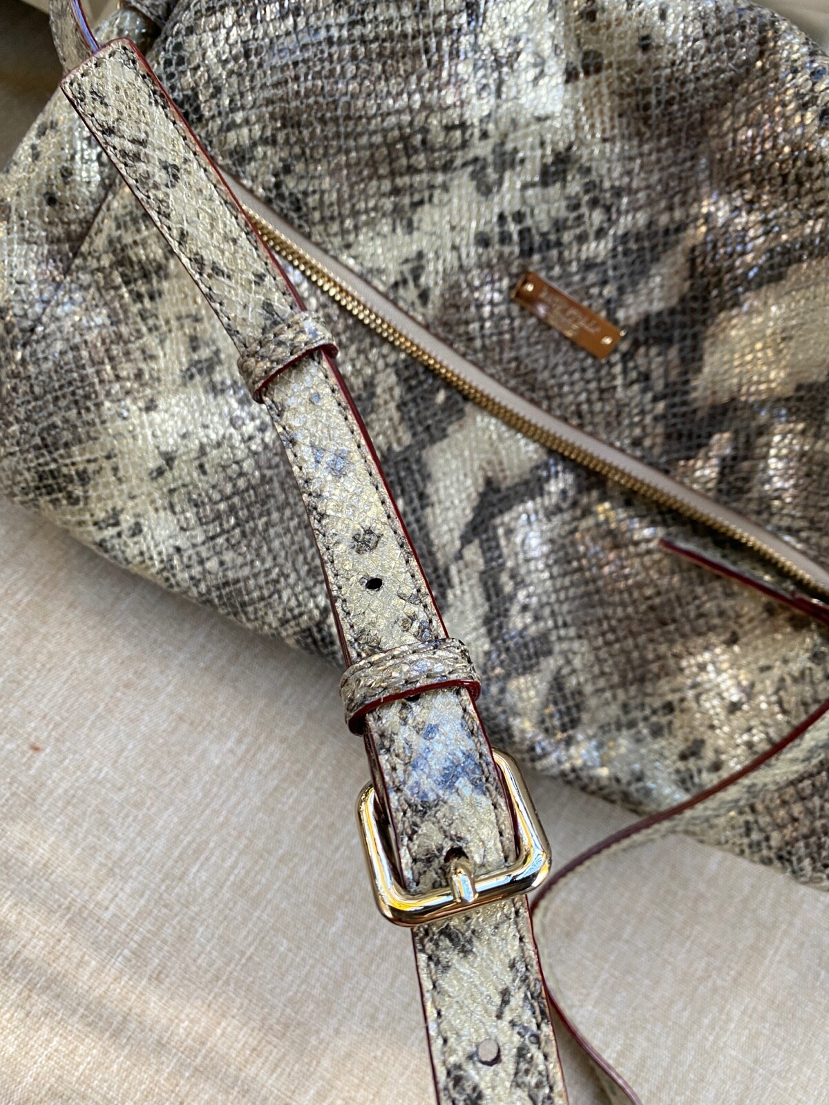 PYTHON LEATHER CROSSBODY HANDBAG PURSE.  MINT! KA… - image 2