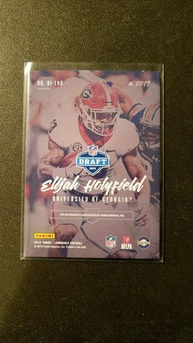 Elijah Holyfield RC 2019 Panini Luminance Auto 2/5 Panthers #RI-EHD Georgia - Picture 2 of 2