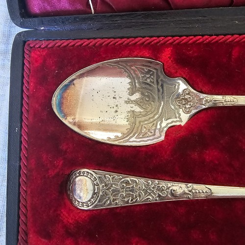 1850 1900s Victorian Antique Venetian Engraved Silver EPS Jam Spoons Cutlery Set - Picture 5 of 6