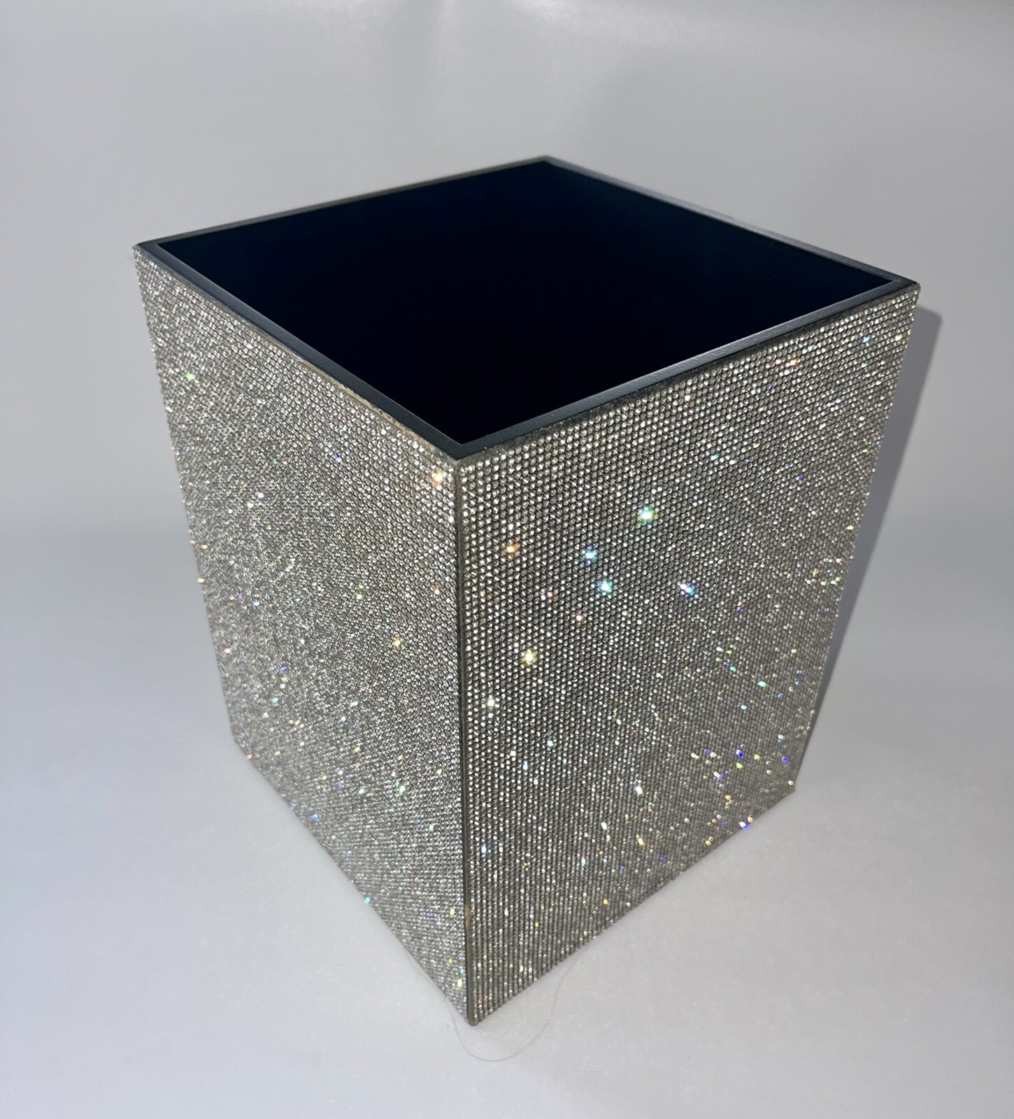 BELLA LUX Rhinestone Crystal ALL SIDES Wastebasket Trash Can Bathroom