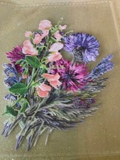 CARDBOARD COLORFUL FLOWERS 4 PINK PURPLE GREEN - 1 PINK GREEN - 5 PCS