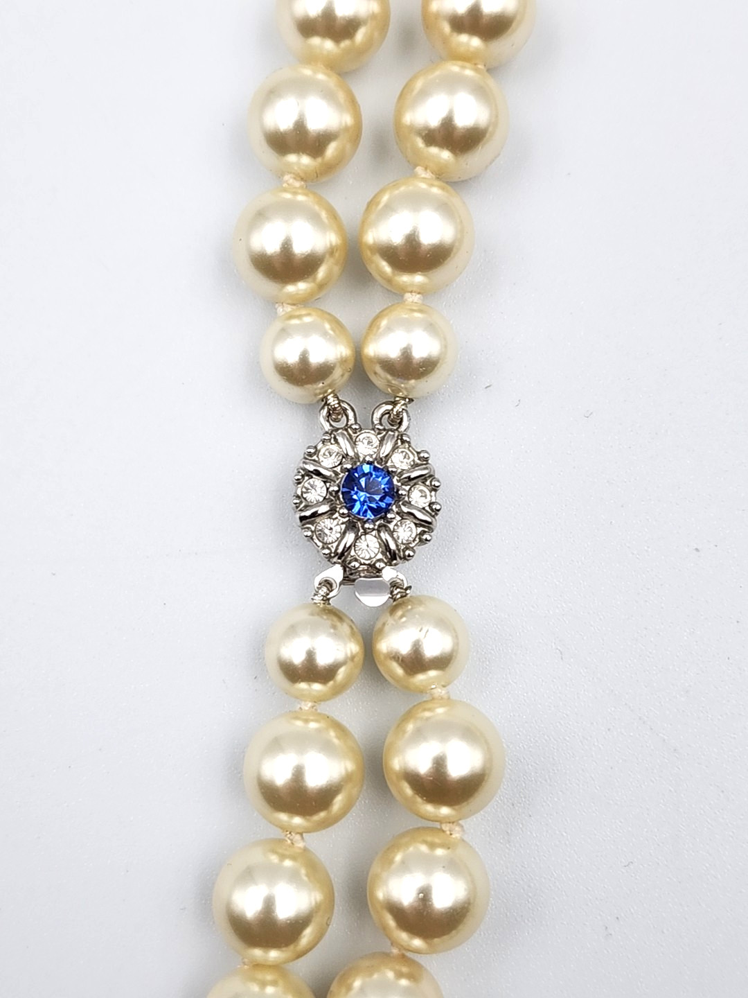 Jackie Kennedy Camrose & Kross 2 Strand Faux Pearl Necklace JBK 18" Rhinestone