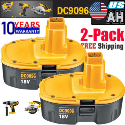 2PACK 18V For Dewalt 18 VOLT DC9096 DC9098 NI-MH Battery DC9096-2 Replacement US