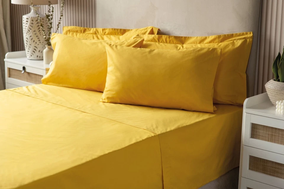 200 Thread Count Polycotton Bed Linen by Belledorm All Sizes in Saffron Yellow