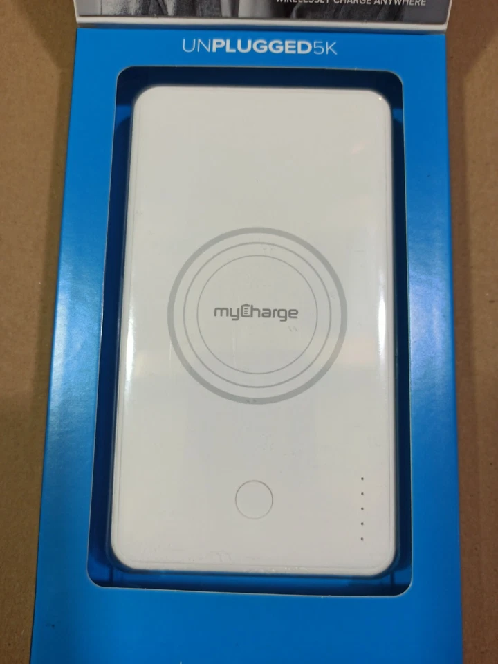 Cargador inalámbrico myCharge 5K desenchufado + banco de alimentación, blanco. 5000 mAh Foto 3 de 4