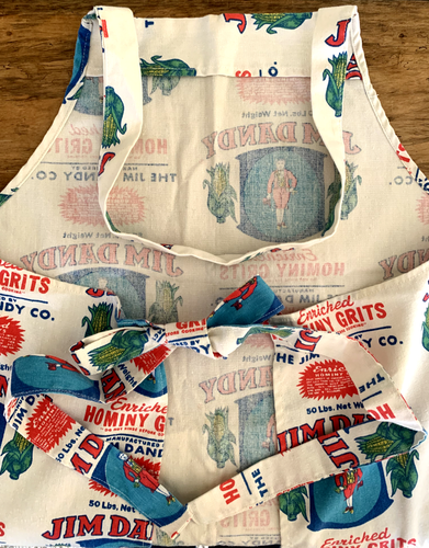 Jim Dandy Co. Hominy Grits Sack Apron Fabric Neck Strap, Waist Ties, 2 Pockets - Picture 2 of 3