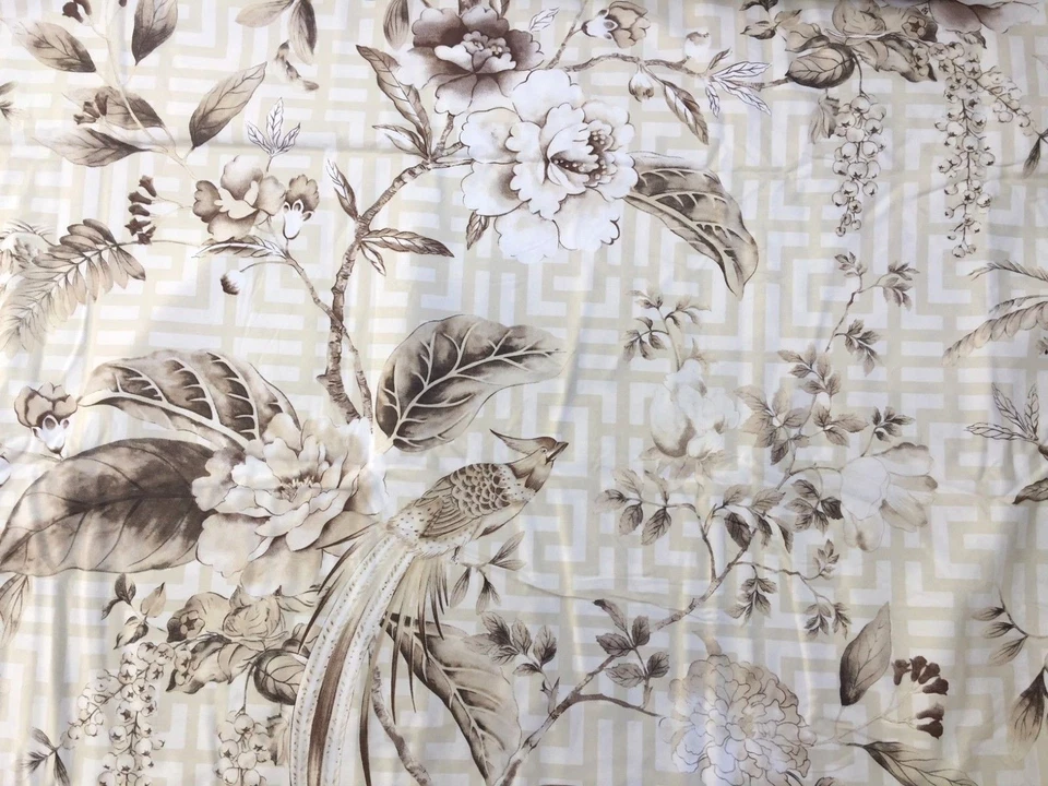 Funda nórdica Williams Sonoma llave griega estampado floral rey solo neutral Israel Foto 2 de 4