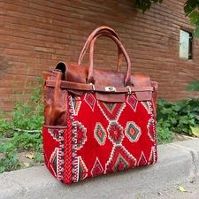 Handcrafted Stylish Carpet Leather Cross-Body and Shoulder Bag for Women