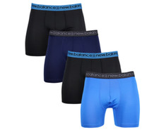 New Balance Men's Black, Navy, Bright Blue, Gray 4 Pack Boxer Brief Medium