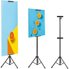 Double-sided Poster Stand Sign Holder Height Adjustable up to 75 " Black