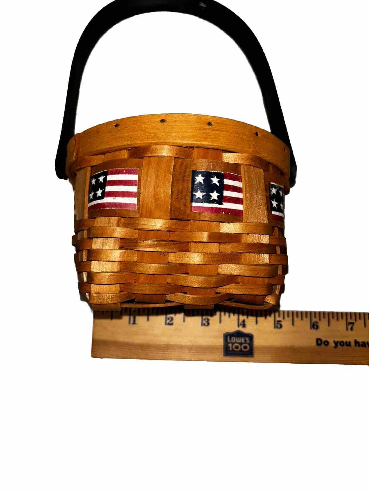 Vintage~ Patriotic Basket ~Hanging Wall/Door Art~ American Flag ~Candle Holder