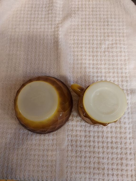 VINTAGE 196070s ANCHOR HOCKING/FIRE KING OVENPROOF KIMBERLY 2PC MUG