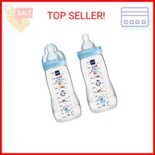 MAM Easy Active Baby Bottles 11oz, Fast Flow Skinsoft Silicone Nipple with Wide 