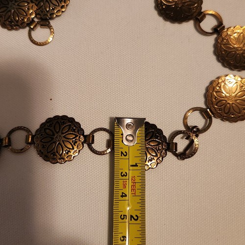 Cinturón Concho Western Vintage Tono Dorado Cadena Metal Ajustable a 38" Boho Hippie - Imagen 5 de 6