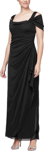 Alex Evenings Black Sparkly Long Gown Size 12