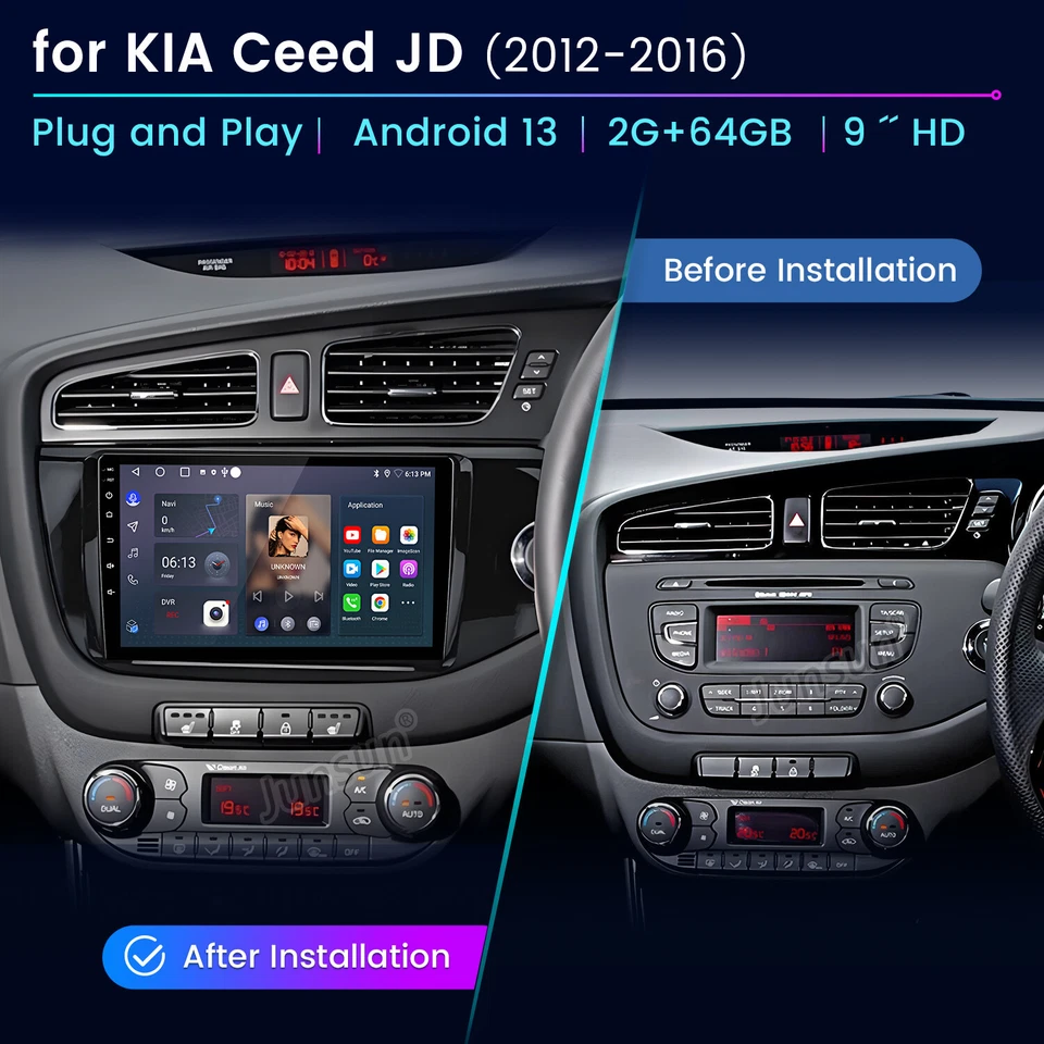 64G For Kia Ceed JD 2012-2016 Android 14 CarPlay GPS Sat Nav Stereo Radio FM SWC - Image 2 of 4