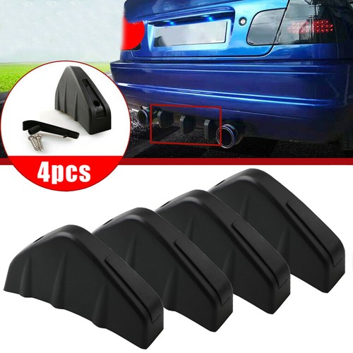 4× Universal Car Rear Bumper Lip Diffuser Shark Fins Splitter Accessories Black - Afbeelding 7 van 12