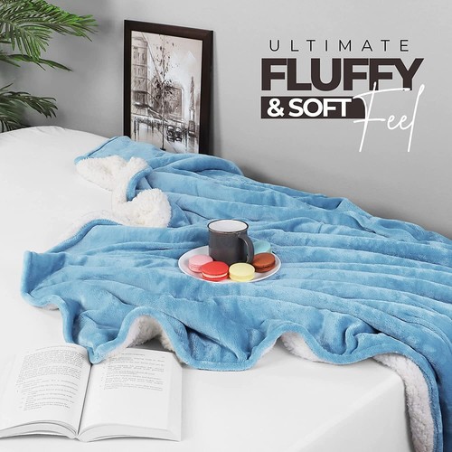 Sherpa Bed Blanket 480GSM Plush Blanket Fleece Reversible Blanket Utopia Bedding - Picture 51 of 88