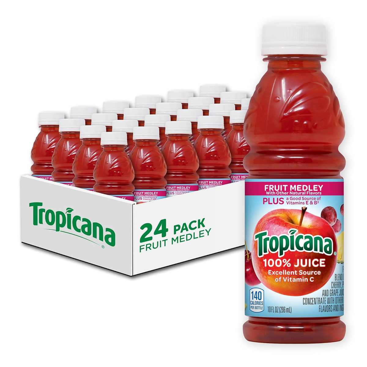 Tropicana Apple Juice 12 Oz Tropicana 100% Juice, Fruit Medley, 10