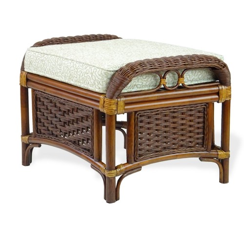 Alexa Ottoman Dark Walnut with Cushion Natural Rattan Wicker Handmade Design - Picture 2 of 8