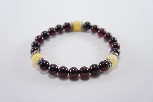 2573 Natural Baltic Amber Bracelet Gift 8.5 mm Round Bead Cherry Women Men - 第 5/8 張圖片