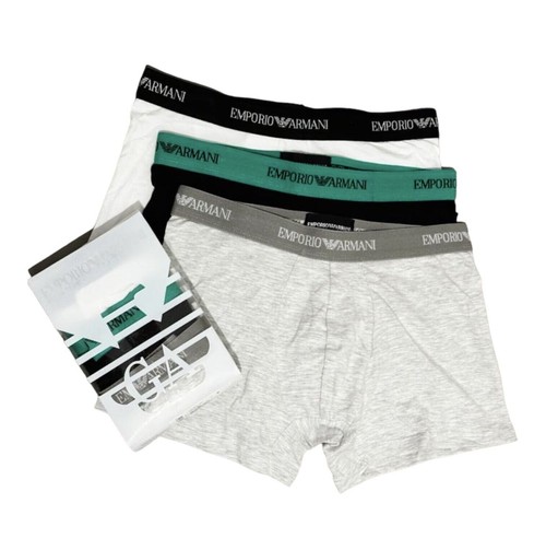 Emporio Armani 3 in 1 Pack Premium Cotton Low Rise Boxers Trunks Red Navy Black - Picture 7 of 7
