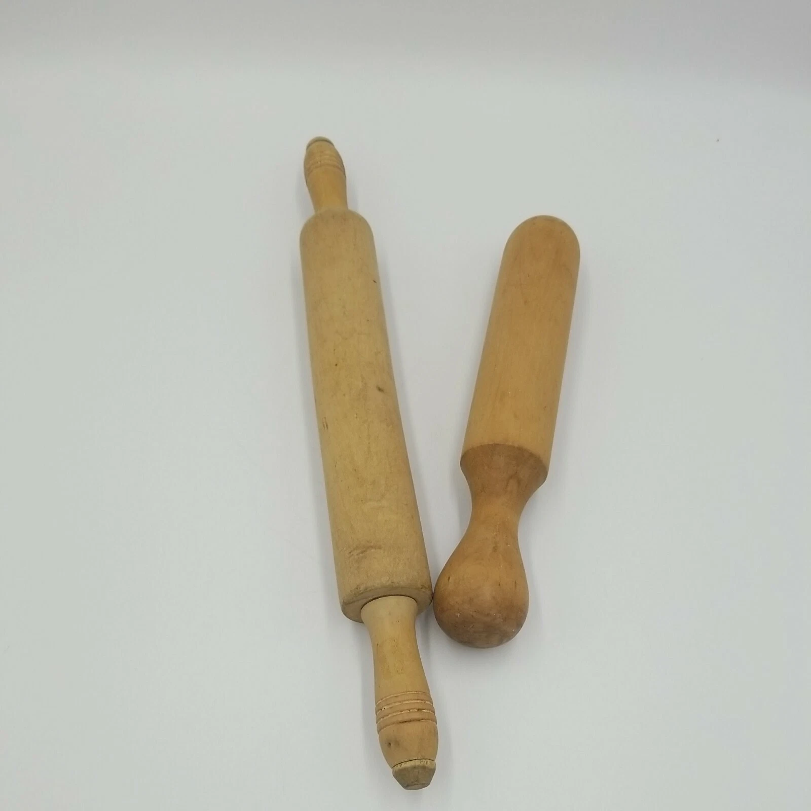 Vintage Wood Rolling Pin w/One Arm Handle Rounded, Solid Wood & Rolling Pin
