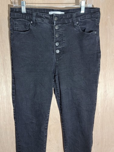 celebrity pink jeans womens size 13/31 skinny stretch buttonfly high rise black - 第 4/10 張圖片