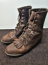 Women's Vintage Justin Diamond J Brown Leather Lacer Boots 5 B
