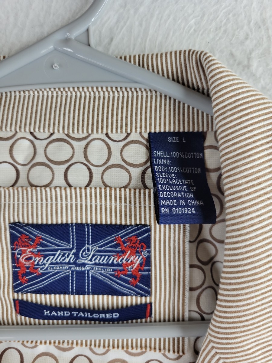 English Laundry Arrogant Logo Brown Striped Blazer Jacket Mens Large Style  4543