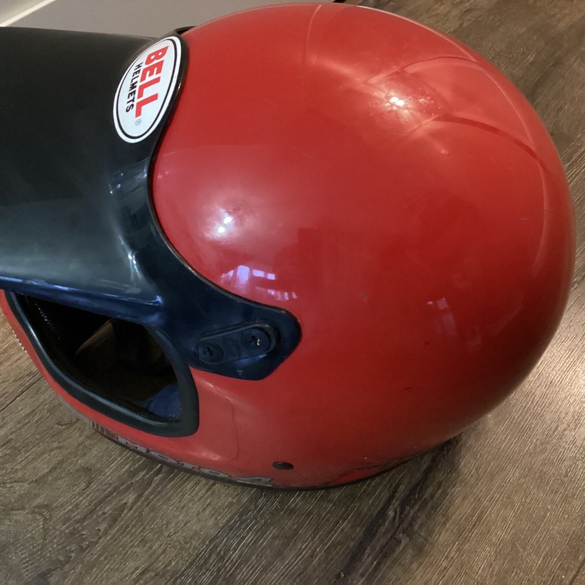 Vintage Bell Moto Helmet Red Motorcycle Dirt Bike BMX 7 1/2 Free 