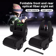 Tactical Front Rear Foldable Fiber Optics Sights Flip up for 20mm Picatinny Rail
