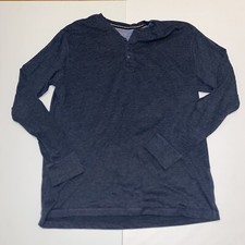 Mens Weatherproof Vintage Mens Long Sleeve Shirt. 4 Button. Blue Grey