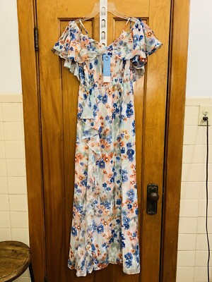Tanya Taylor Lorena spaghetti strap cold shoulder maxi dress floral NWT 2 $595