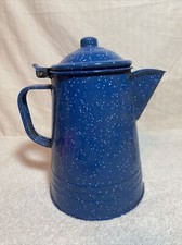 GSI Enamelware Blue/White Speckled Coffee Pot Store Hot Coffee, 3 cups, Camping