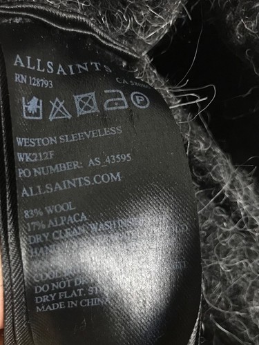 ALLSAINTS Long Vest Cardigan 6 M 10 12 Weston Sleeveless Chunky Knit Wool Alpaca - Picture 10 of 10