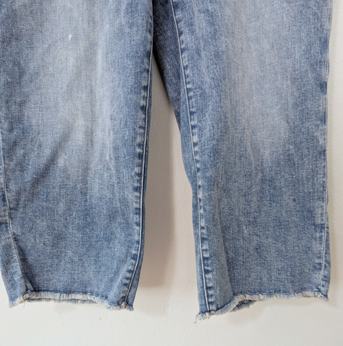 Jeans denim Chico's vita alta gamba dritta crop orlo grezzo lavaggio medio 3 16 - Foto 6 di 11