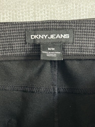 DKNY Jeans Women's Button Closure Slim Leg Ponte Pants Gray Houndstooth M EUC - Picture 3 of 14
